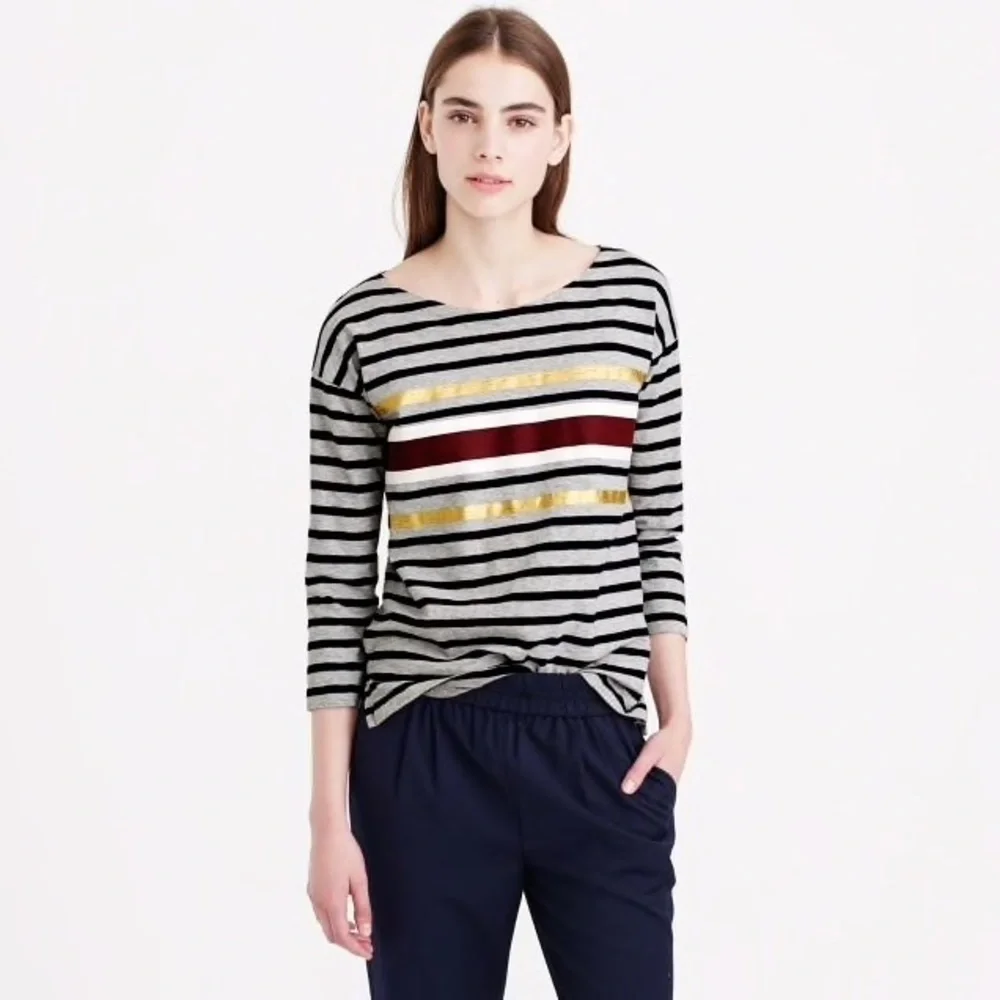 J. crew foil strip tee small